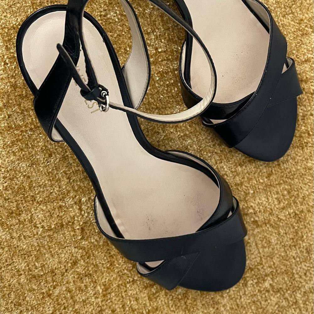 Black Nine West Sling Back Wedge Sandals